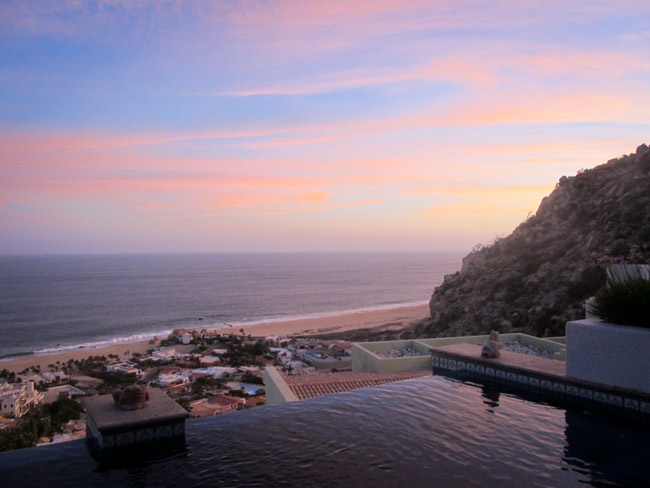 Sunset views over the Pacific Ocean from Villa Perla in Cabo San Lucas, Mexico