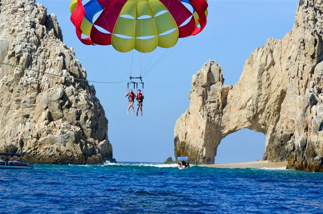 Parasailing over Cabo San Lucas Bay