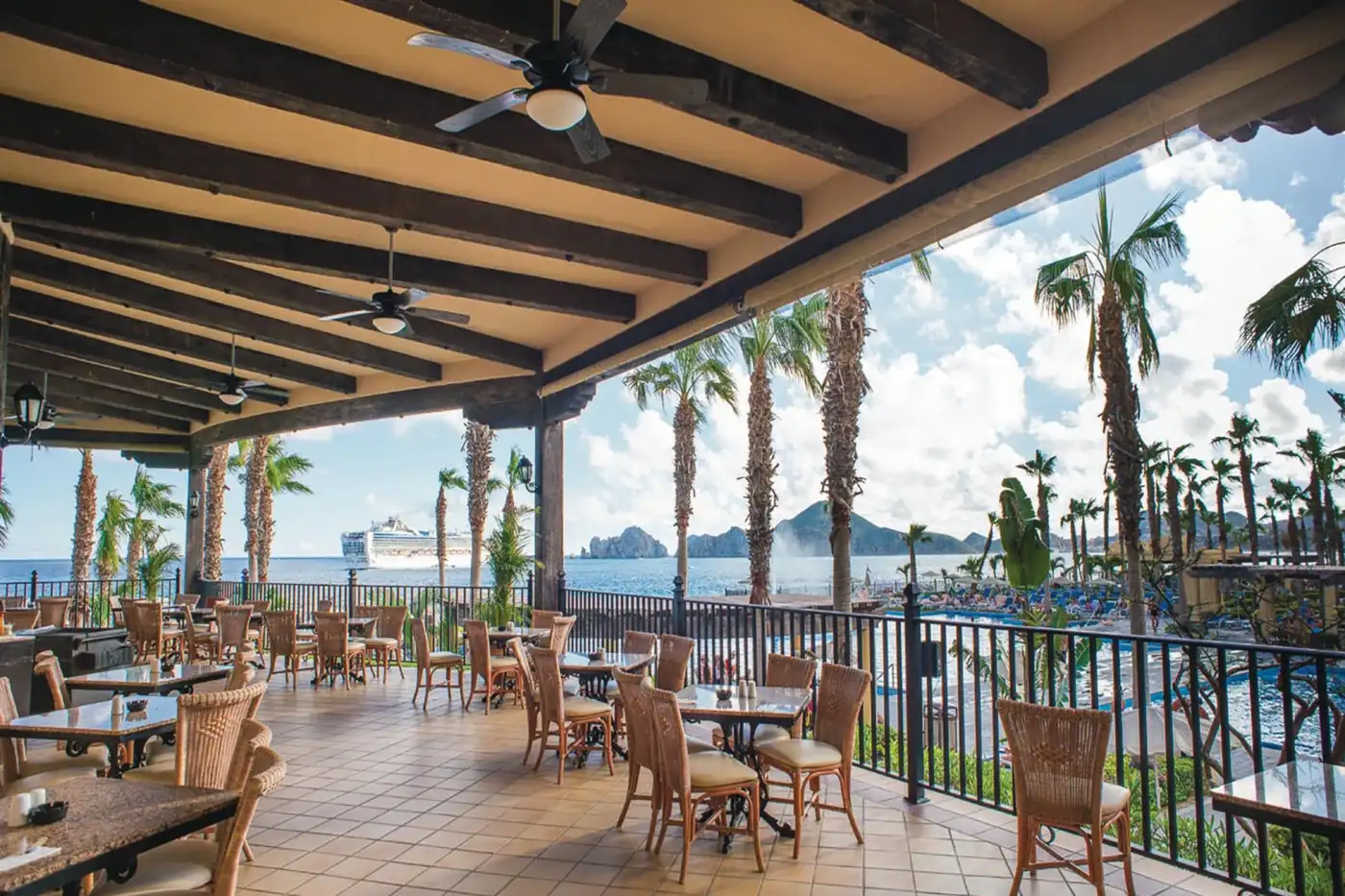 Torote poolside bar and grill at Hotel Riu Santa Fe serving casual bites and grilled favorites near the pool in Los Cabos