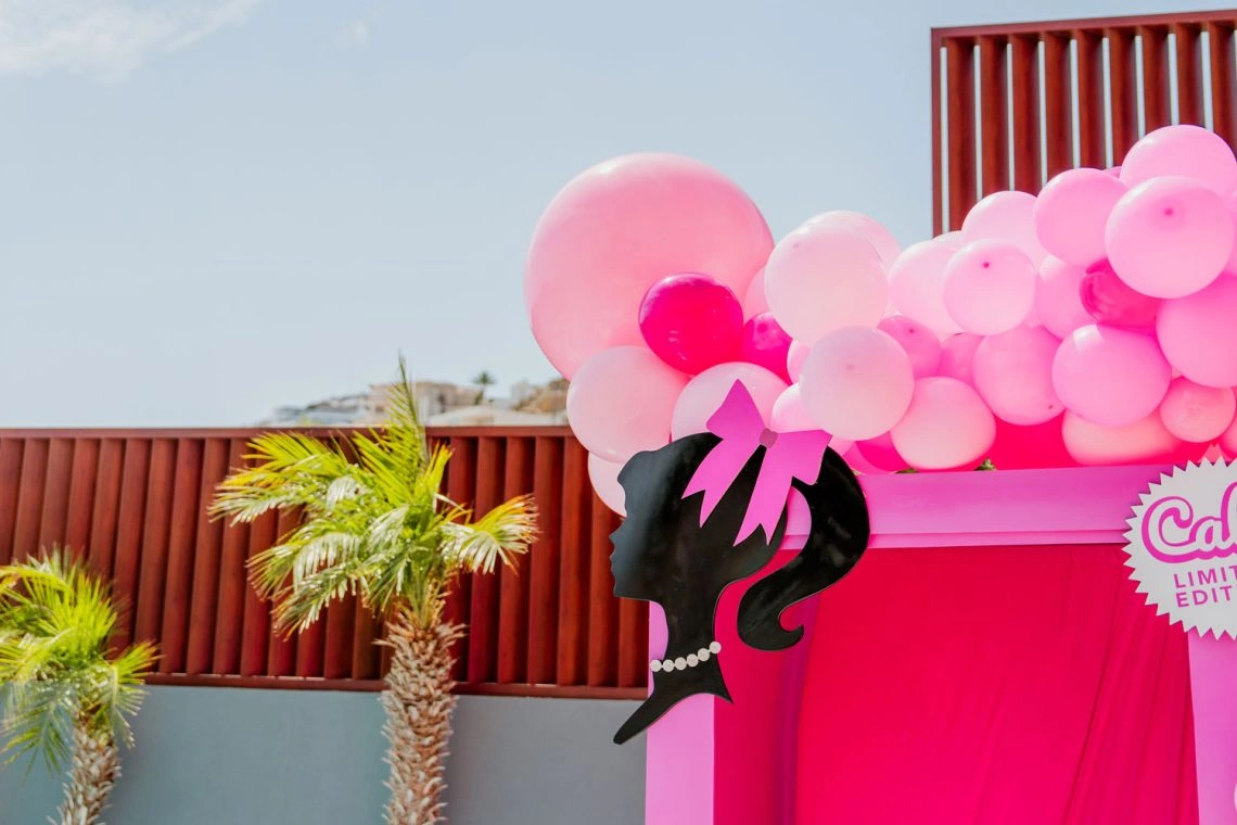Barbie theme pool party at luxury vacation rental in Cabo San Lucas	