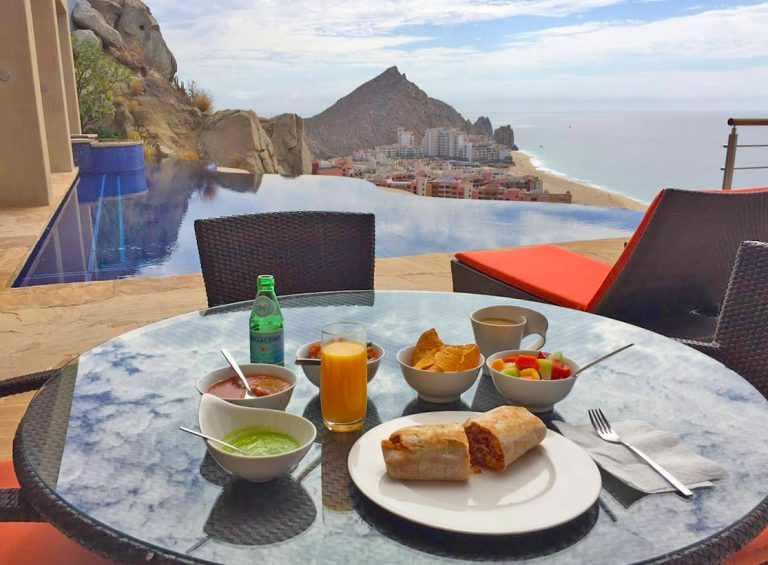 Breakfast on the terrace at Villa Bellissima luxury vacation rental in Cabo San Lucas	