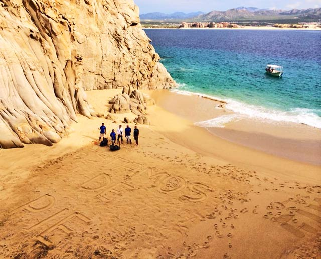 The Cabo Expeditions Team providing post-storm beach cleanup. 