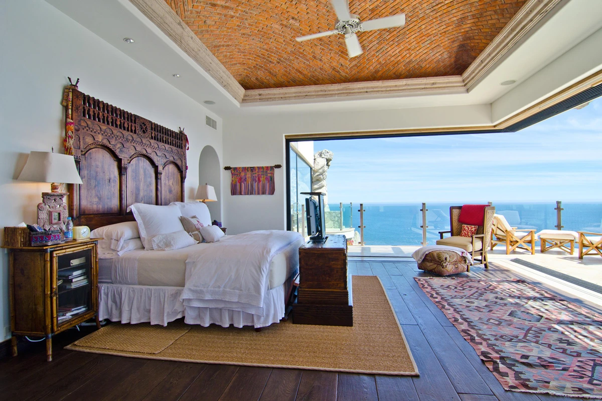 Ocean view bedroom suite at Luxury vacation rental Villa Turquesa in Cabo San Lucas Mexico	