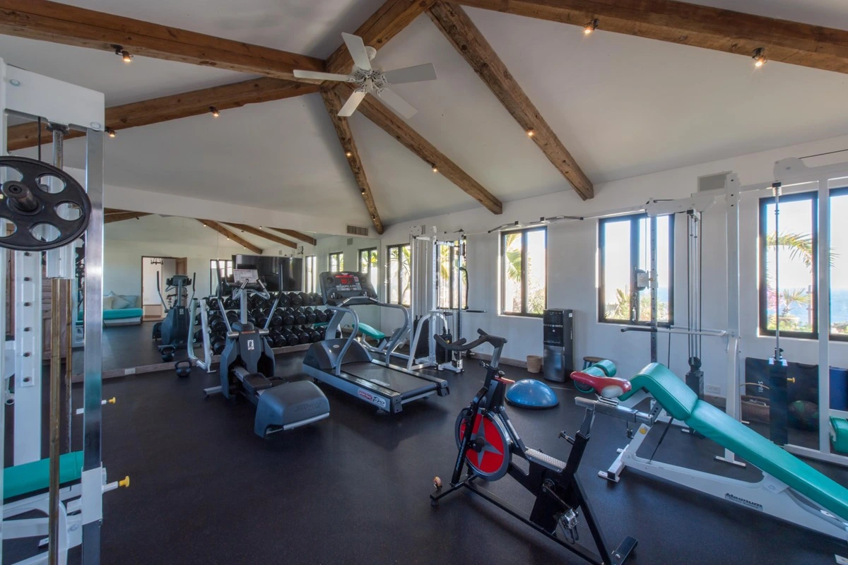 Full gym at Luxury vacation rental Villa Turquesa in Cabo San Lucas Mexico	