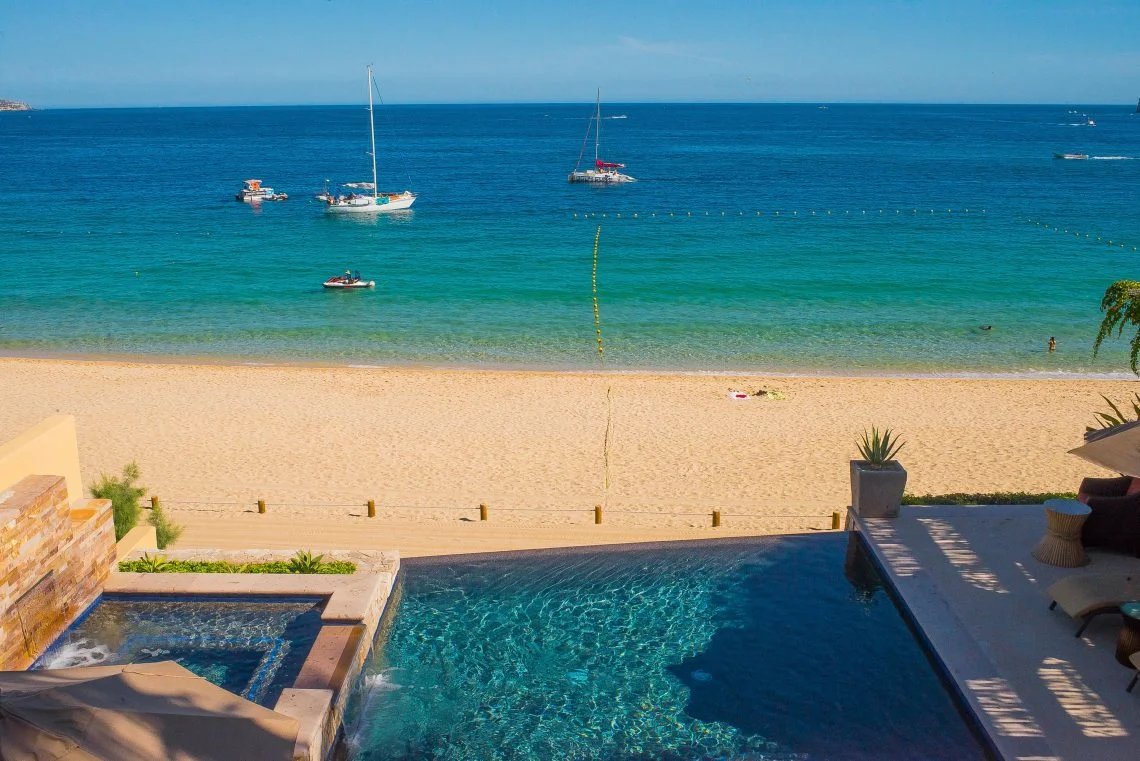Beachfront luxury vacation rental on Medano Beach in Cabo San Lucas Mexico	