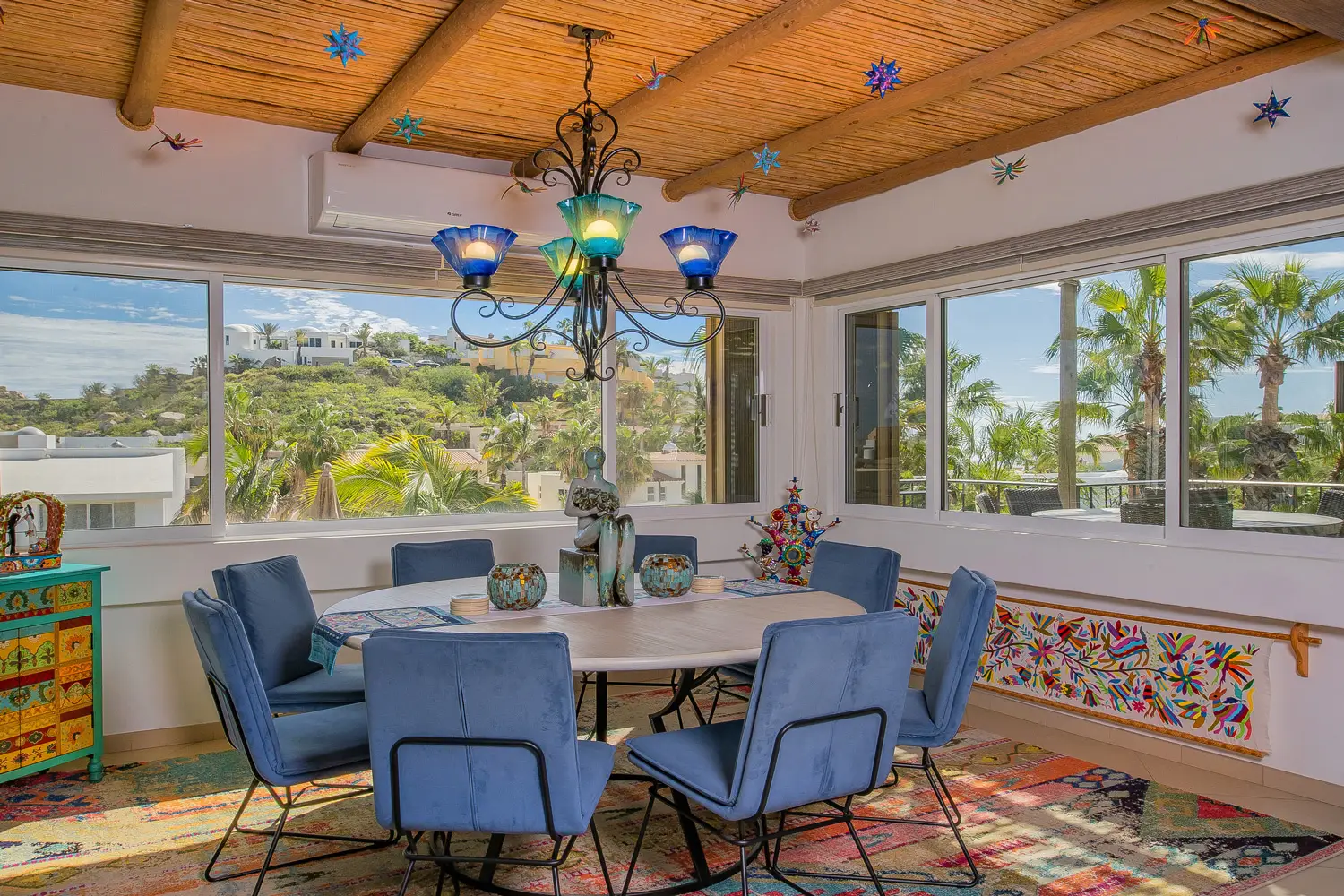 Inviting living room at La Casa Bendecida private vacation rental villa in Cabo San Lucas Mexico	
