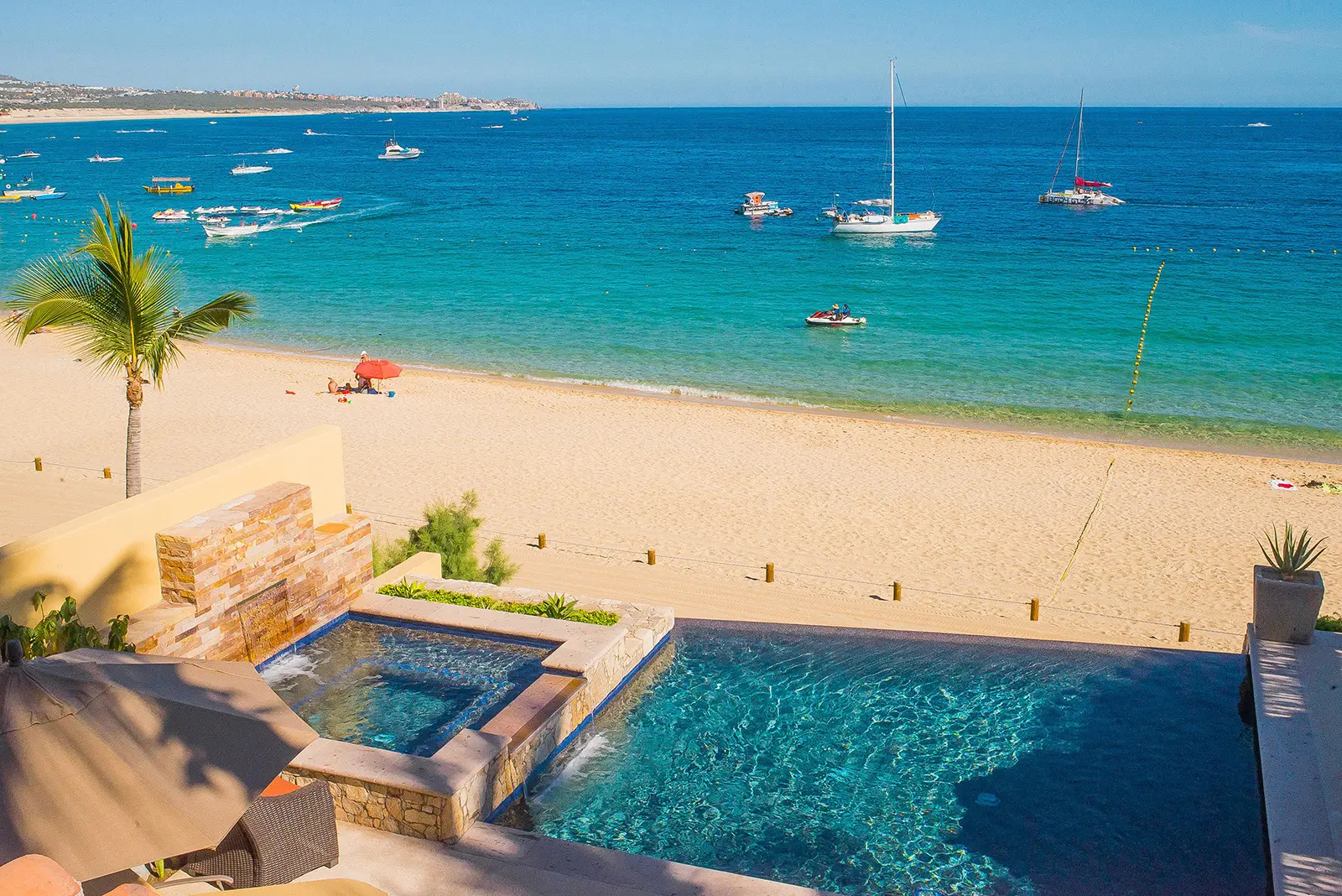 Beachfront vacation villa rental Hacienda 11 on Medano Beach Cabo San Lucas Mexico	