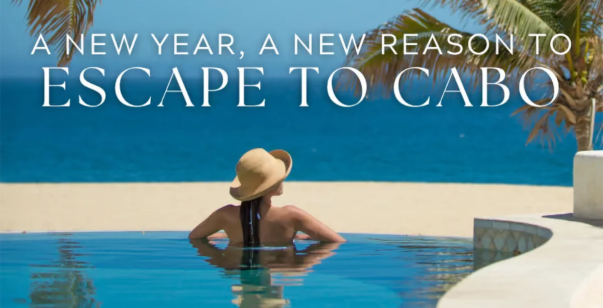 Your New Years Resolutions for Exceptional Cabo Travel Image of Woman in Beachfront Pool facing ocean